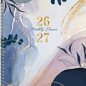 January 2026 - December 2027 
Blue and Gold Monthly Planner